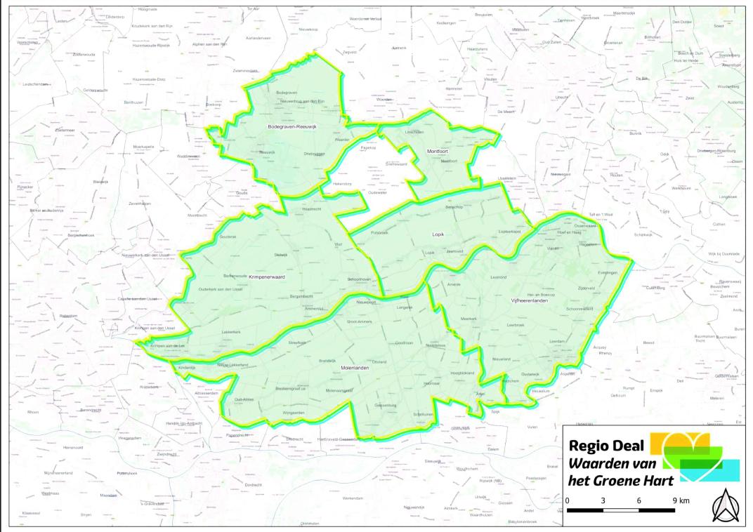 Kaart met het gebied van de Regio Deal